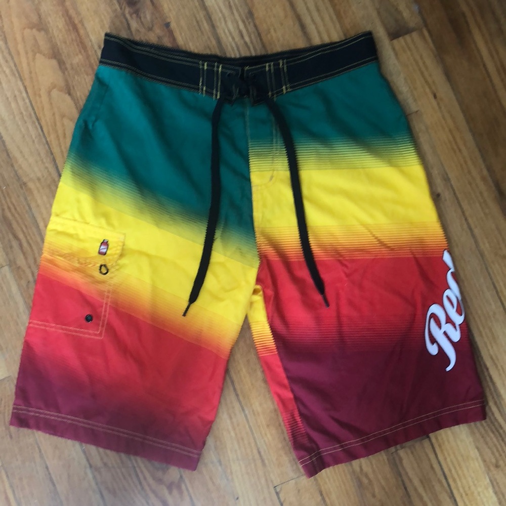 Men’s Red Stripe Board Shorts Size 32